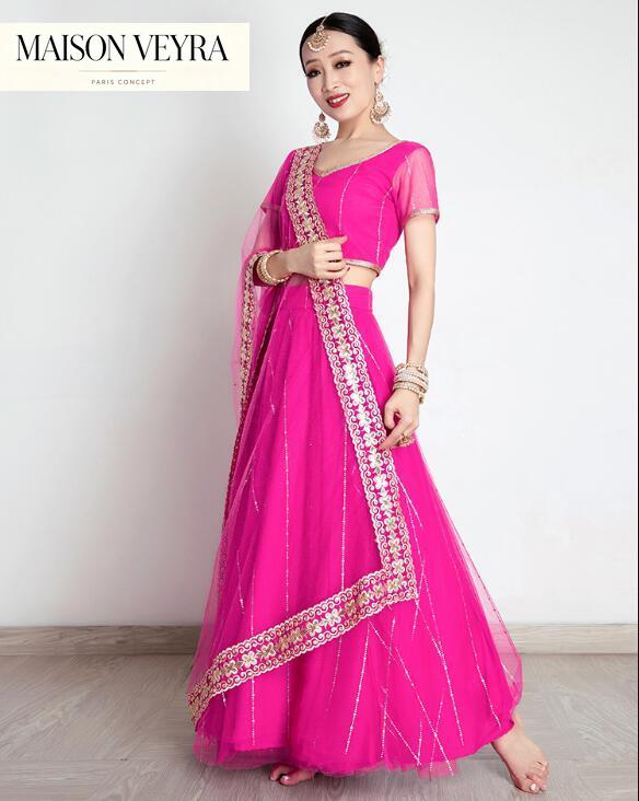 Saree Georgette Women - ساري هندي نسائي مطرز من الجورجيت