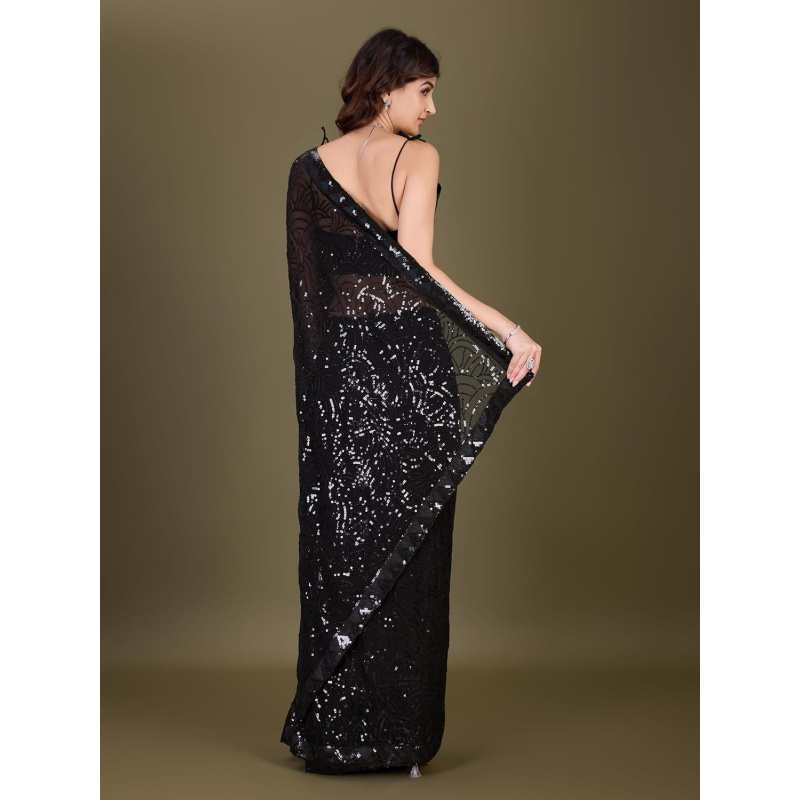 ساري نسائي من الجورجيت مع تطري - مراجعة Saree Georgette Women وسعره